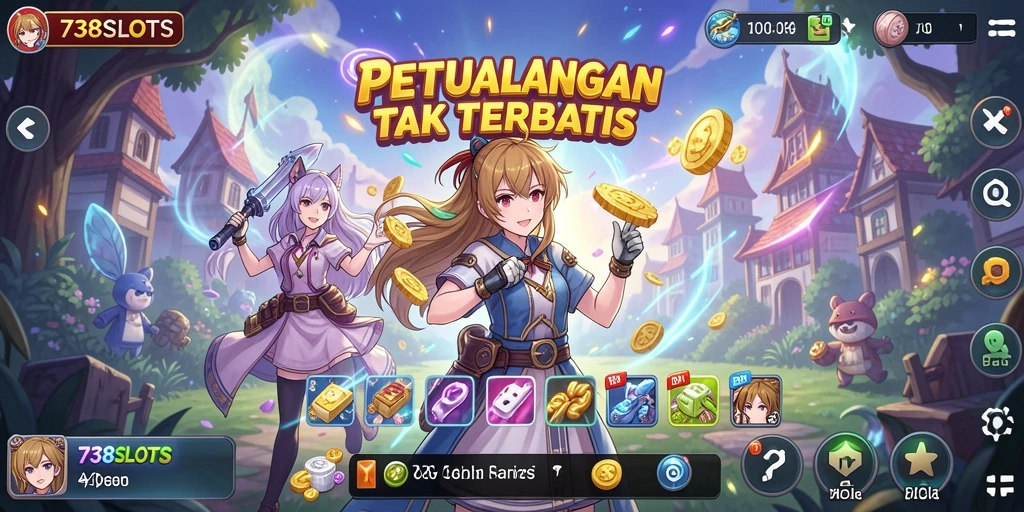 Tampilan gameplay menarik dengan karakter anime dan latar yang menakjubkan.