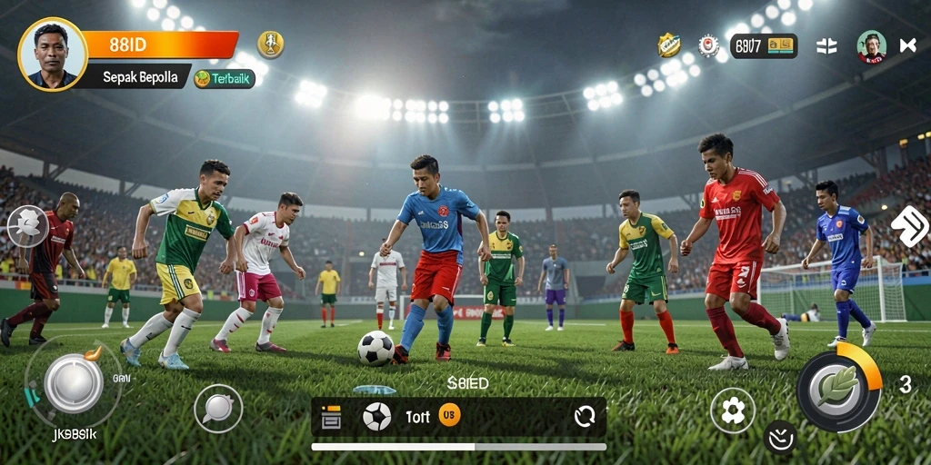 Screenshot gameplay <strong>88ID</strong> menampilkan aksi bermain sepak bola yang mendebarkan.