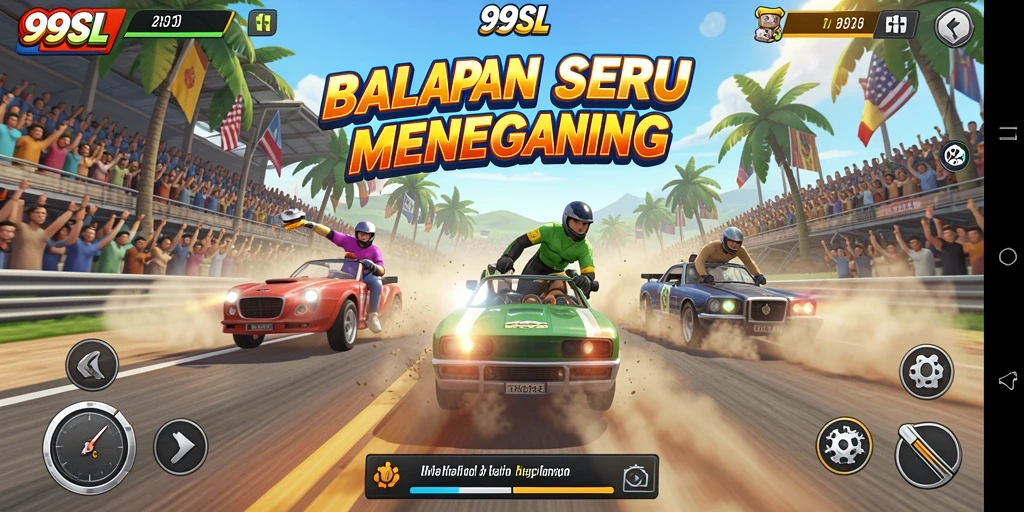 Gameplay Racing seru dalam 99SL dengan mobil dan trek yang menantang.