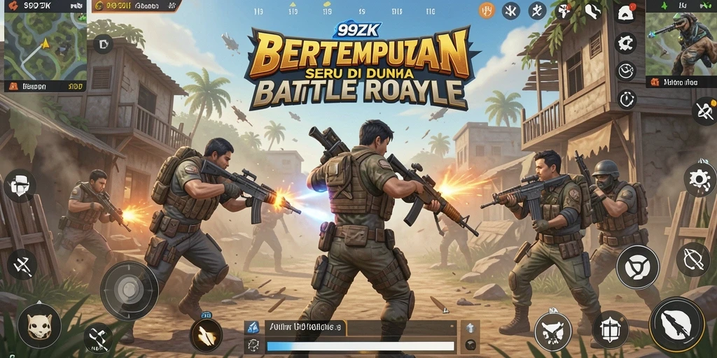 Tangkapan layar gameplay 99ZK menampilkan pertempuran intens Battle Royale.