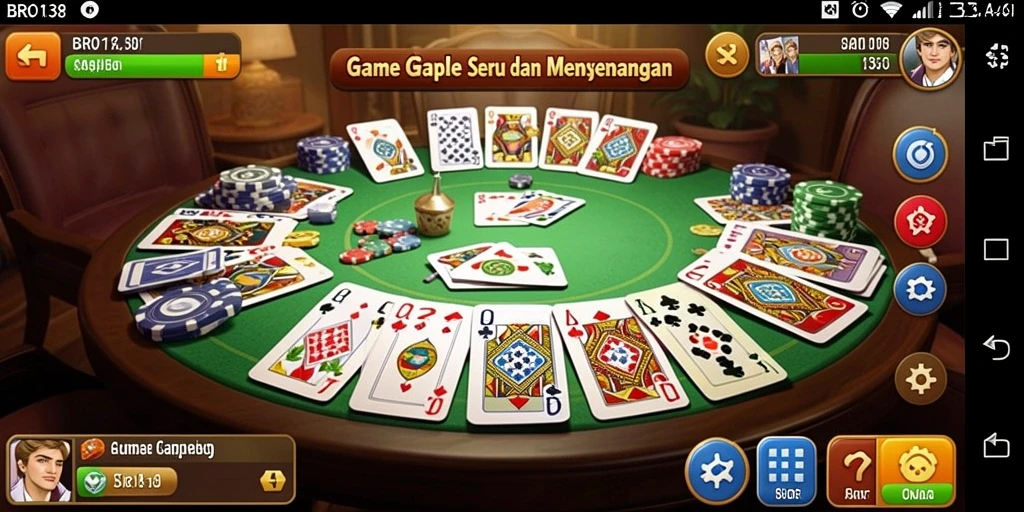 Tampilan gameplay seru di game Gaple BRO138.