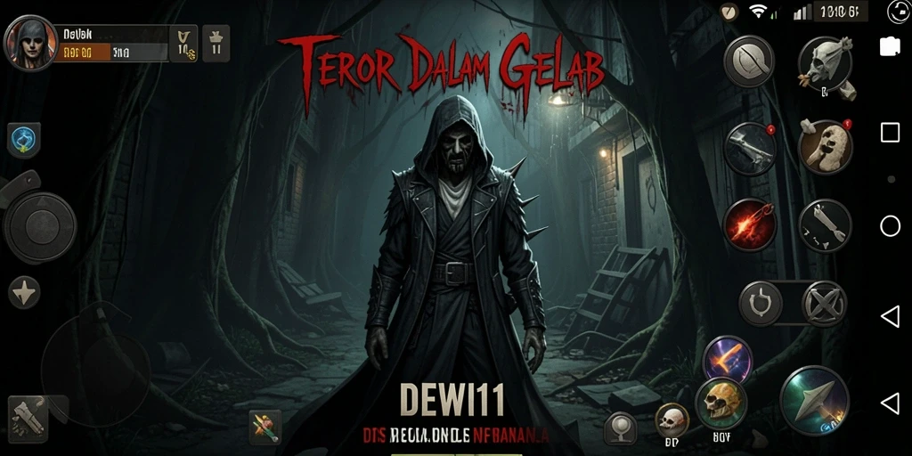 Tampilan gameplay menyeramkan DEWI11 dengan efek suara yang mencekam.