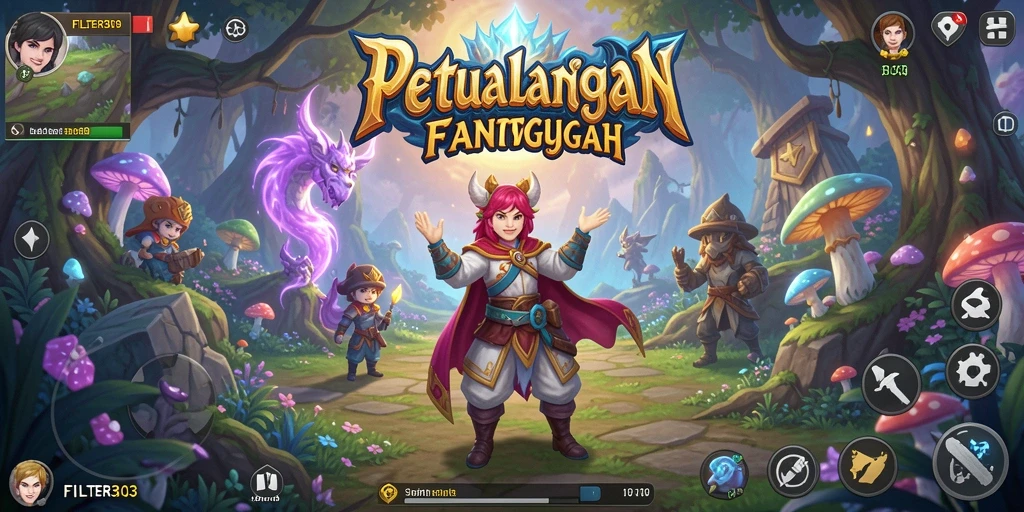 Tangkapan layar menunjukkan adegan pertempuran epik dalam FILTER303.