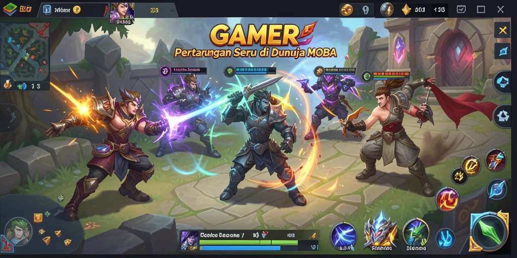 Tampilan gameplay GAMERP MOBA yang seru dan mendebarkan.