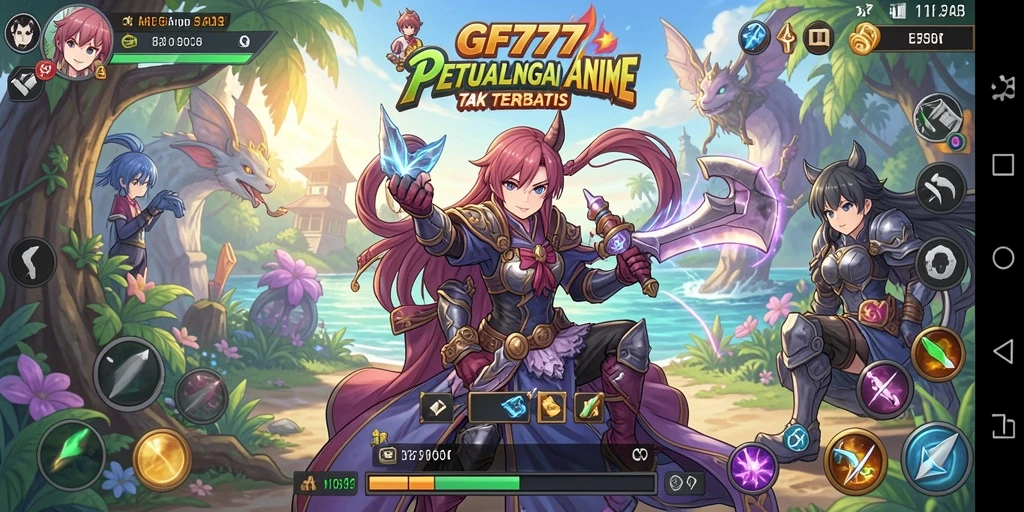 Gameplay seru dengan karakter anime berwarna-warni dan animasi menarik.