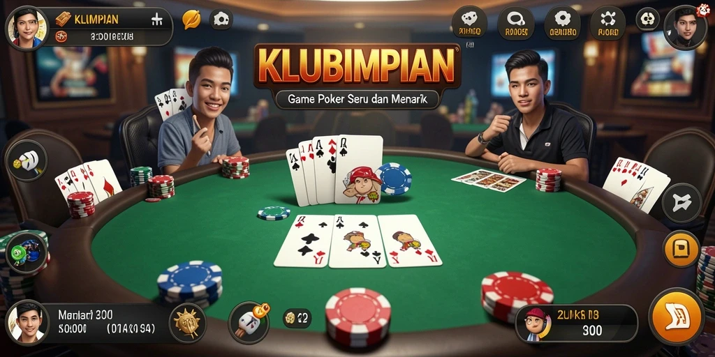 Tampilan menarik KLUBIMPIAN saat gameplay poker yang seru.