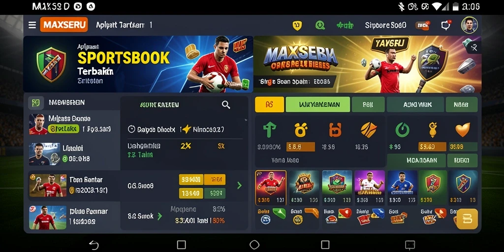 Screenshot utama MAXSERU menampilkan antarmuka sportsbook yang menarik.