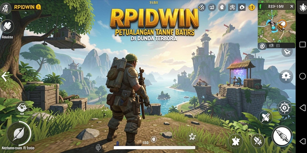 Tangkapan layar utama RPIDWIN menampilkan petualangan seru di dunia terbuka.