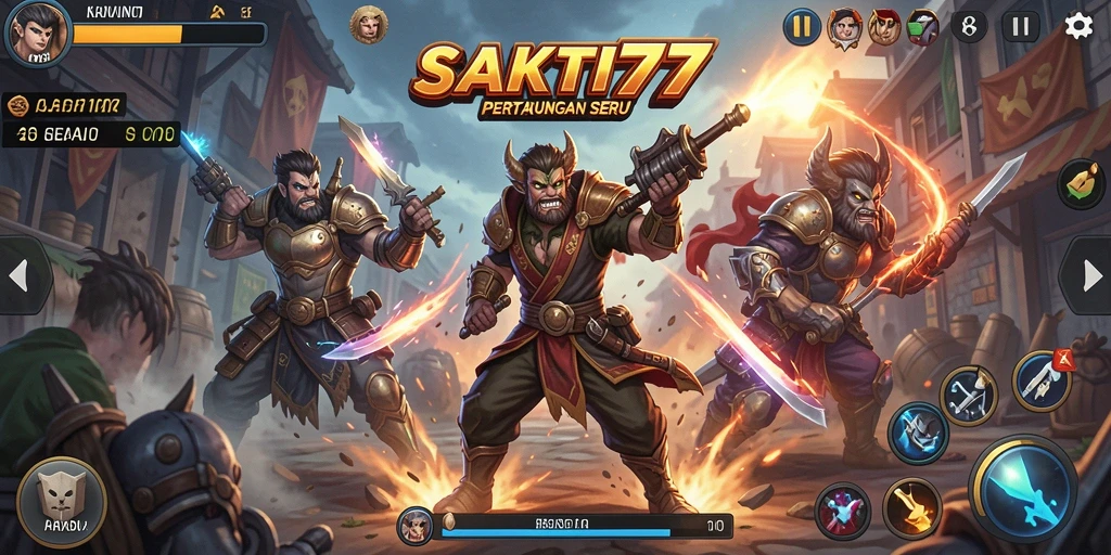 Tampilan gameplay seru dari pertarungan karakter SAKTI77.
