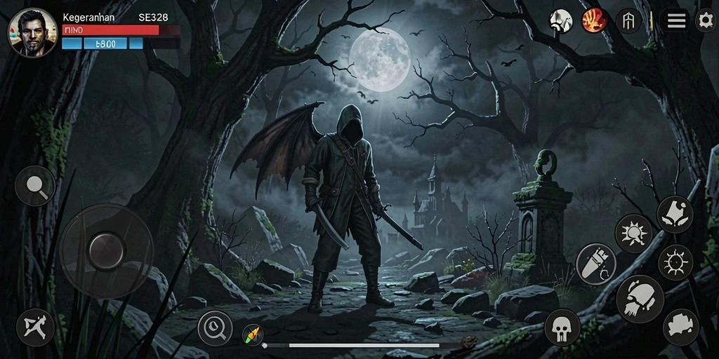 Tangkapan layar menampilkan suasana menyeramkan dalam gameplay SE328.