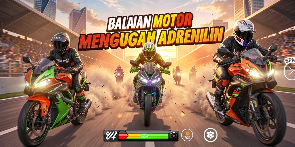 Screenshot utama SPN88 menampilkan aksi balap motor yang mendebarkan.
