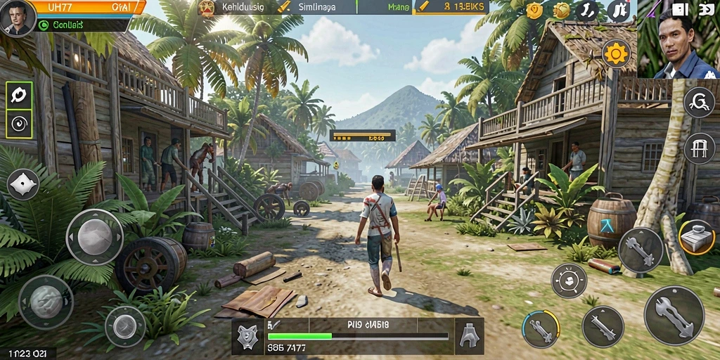 Screenshot UH77 menunjukkan karakter berinteraksi dalam lingkungan simulasi yang realistis.