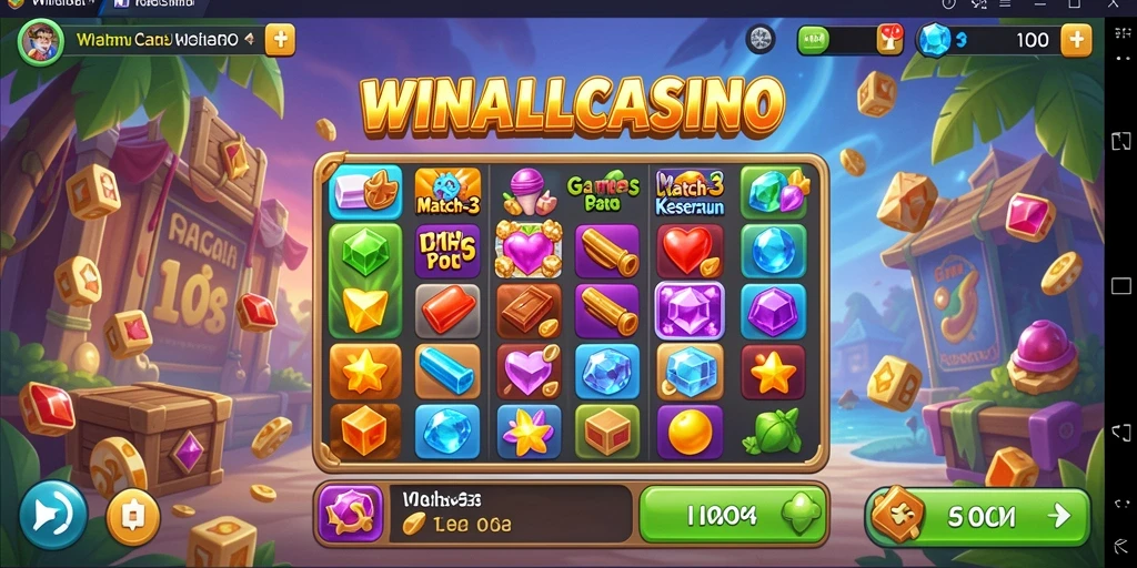 Screenshot gameplay WINALLCASINO memperlihatkan berbagai level menarik dengan warna cerah.