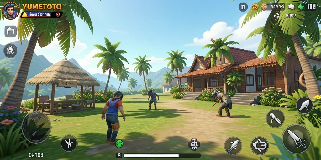 Tampilan gameplay seru dari YUMETOTO dengan karakter yang unik.