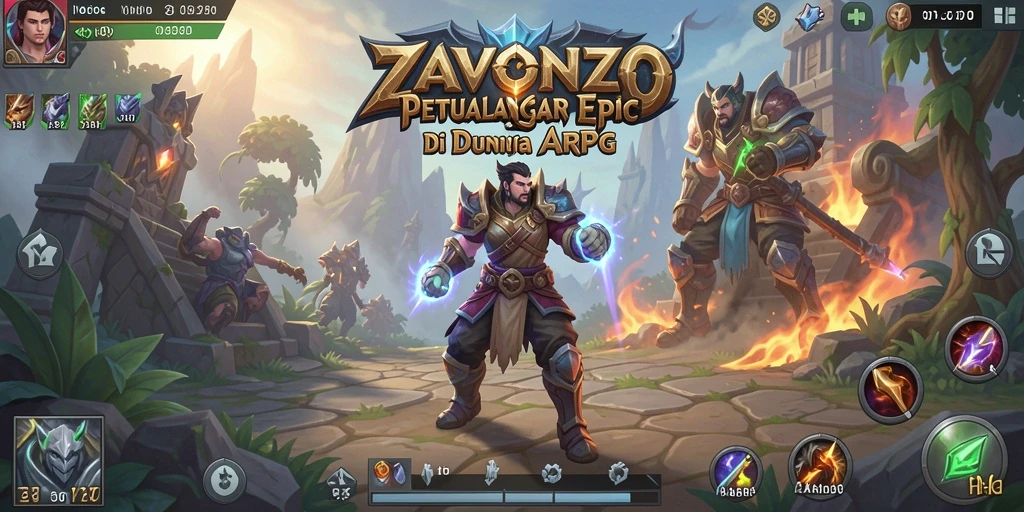 Tampilan gameplay dinamis di dunia fantasi ZAVONZO.