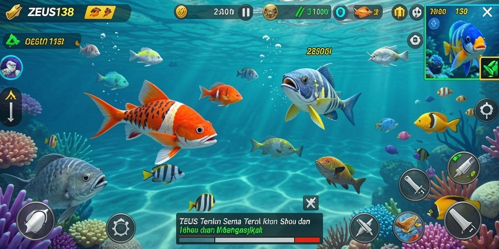 Tampilan gameplay ZEUS138 yang seru saat menangkap ikan.